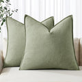 MIULEE Decorative Linen Euro Sham Pillow Covers 26x26 Sage Green | Boho by MIULEE