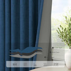 Navy Blue Linen Textured Blackout Curtains 72 Inches Long - Image 5