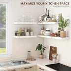 Floating Shelves for Wall, 2 Large Wall Mounted Shelves with Invisible Brackets, Long Wood Floating Wall Shelf Shelves for Living Room, Bedroom, Kitchen, (White, 48" W x 9" D x 1.5" H)