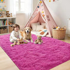4'x5'3'' Hot Pink Fluffy Soft Area Rug Non-Slip - Image 4