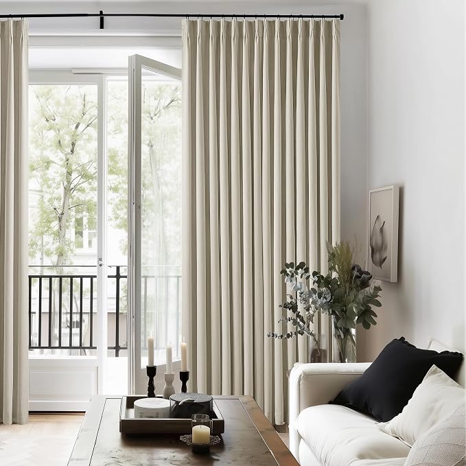 Burlywood Birch 100% Blackout Pinch Pleated Linen Curtains 120 Inches Long | - Image 8