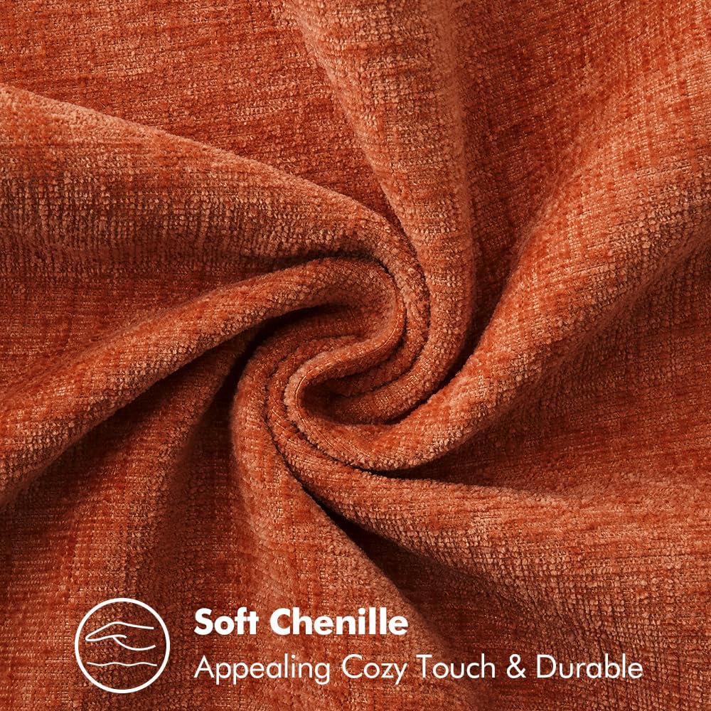 MIULEE Pack of 2 Fall Couch Throw Pillow Covers 16x16 Inch Rust Farmhouse Decorative Pillow Covers with Stitched Edge Soft Chenille Solid Dyed Pillow Covers for Sofa Bed Living Room