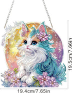 SENQAO Cat Diamond Art Hanging Kit for Adult, Special Shaped Rhinestone, Double Sided DIY Acrylic Diamond Art Painting Window Pendants Home Garden Wall Hanging Kits Hanging Ornament