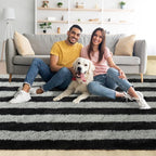 5x7 Black and Grey Fluffy Soft Area Rug Non-Slip - Image 2