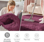 OLANLY Burgundy Round Rugs for Bedroom - Image 3