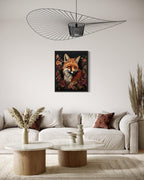 Fox and Flower Poster Art Print, Halloween Scary Vintage Wall Art Academia Spooky Painting Decoration for Horror Prints, Gothic Posters Bedroom Decor 89 (Fox and Flower, 16 x 20 inches, Black Frame)