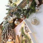 Sea Team 60mm/2.36" Shatterproof Clear Plastic Christmas Tree Ball Ornaments Set, Decorative Hanging Transparent Xmas Baubles with Stuffed Delicate Decorations (30 Counts, Champagne, Silver, White)