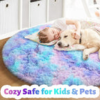 Amdrebio Purple Rainbow Mermaid Round Area Rug 6Ft - Image 2