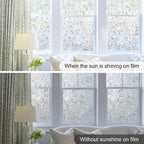 DOWELL Window Privacy Film, 3D Stained Glass Rainbow Films, Decorative Window Vinyl Sun Blocker Door Covering, Static Cling Non-Adhesive Glass Sticker for Home, Blooming Flowers, 23.6"x78.7"