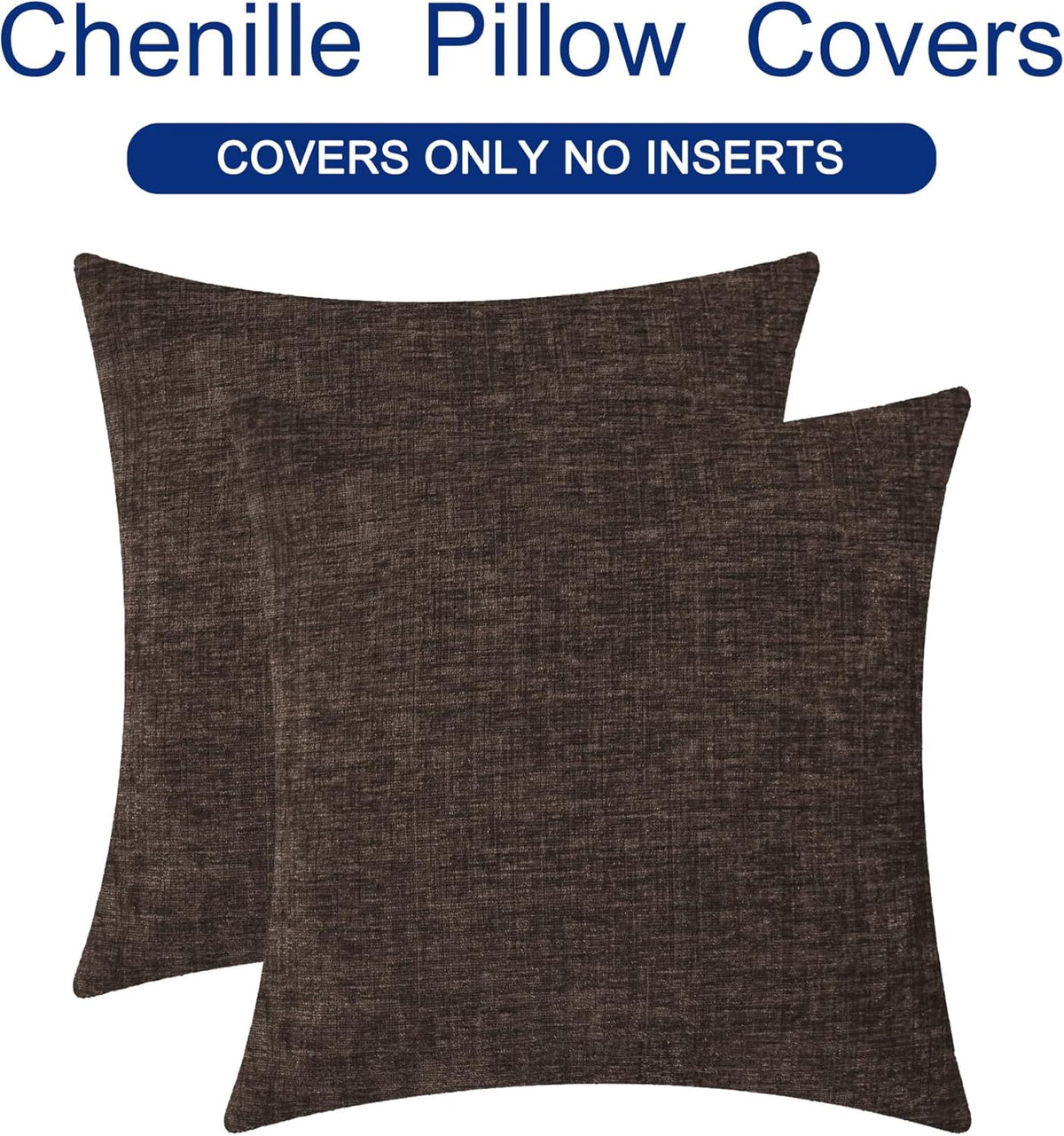 CaliTime Throw Pillow Covers Decorative 26 X 26 Inches Pack of 2 Cozy Chenille Cushion Cases for Couch Sofa Bed Living Room Home Coffee