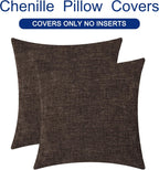 CaliTime Throw Pillow Covers Decorative 16 X 16 Inches Pack of 2 Cozy Chenille Cushion Cases for Couch Sofa Bed Living Room Home Coffee