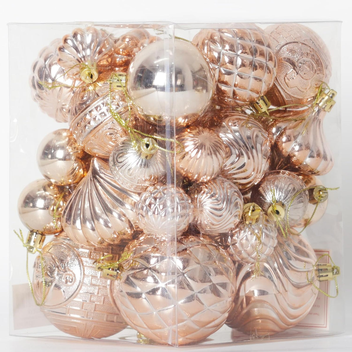 Christmas Ornaments Set with 36pcs Shatterproof Christmas Tree Decorations Multi-Size Christmas Ball Ornaments with 7 Styles Champagne