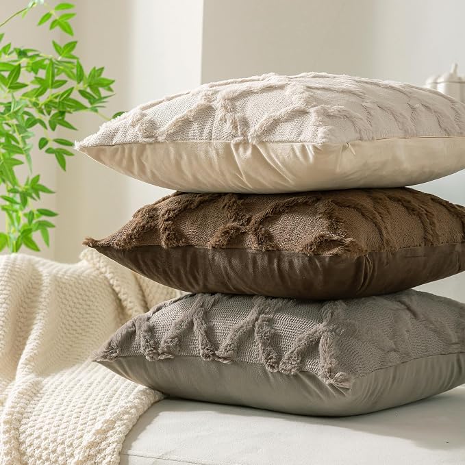 Set of 2 Soft Moroccan Throw Pillow Covers 22x22 Inch Plush Boho Decorative - Image 7