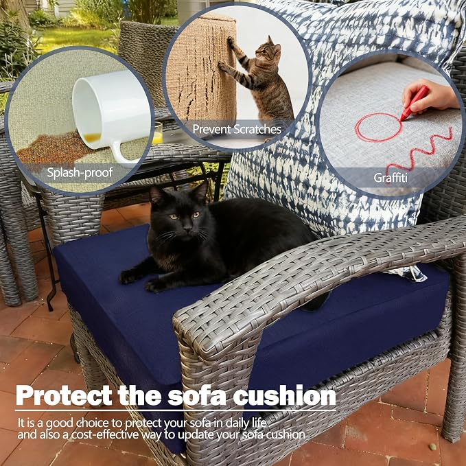 Sqodok Outdoor Cushion Covers 22x20 inch, Wicker Chair - Image 6