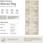 2.6x14 Washable Runner Rug:Modern Abstract Soft Carpet Beige Brown | - Image 2