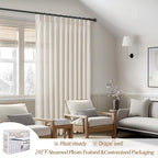 Natural Linen Blend Semi Sheer Curtains 94 Inches Length 2 Panels Set - Image 7