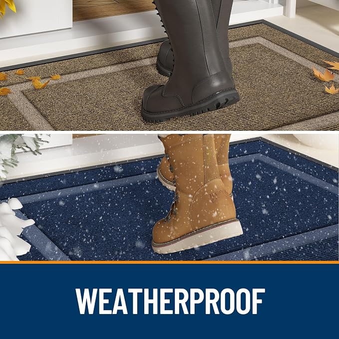 OLANLY Front Door Mat Outside 35x23, All-Season Heavy-Duty Rubber Doormat | - Image 2