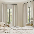Cream Beige 63 Inch Length Blackout Pinch Pleated Linen Curtains - Image 2