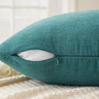 MIULEE Teal Chenille Couch Throw Pillow Covers, 16x16 | Set of 2, Soft Coastal - Image 4