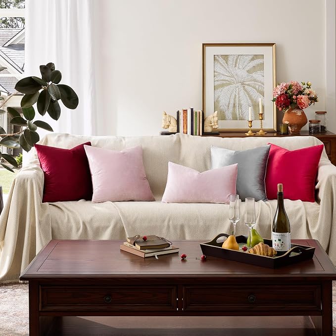 GIGIZAZA Sweet Lilac Velvet Throw Pillow Covers 18x18 Pack of 2 | Decorative - Image 8