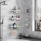 Veken 6-Pack Rustproof Waterproof Shower Caddy, Adhesive Shelves Rack with Soap Holder, Large Bathroom & Washroom Organizer, No Drilling Wall-Mounted Kitchen & Home Decor, Ideal for Bathtub Storage