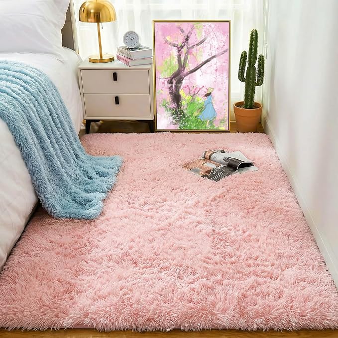 Pink Rugs for Girls Bedroom 4x6 Ft Cute Girls Room Decor Aesthetic Area Rug | - Image 5