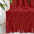 inhand Knitted Throw Blanket for Couch and Bed, Soft Living Room Home Decor Knitted Blanket with Tassel, Outdoor Lightweight Breathable Summer Blanket, Farmhouse Warm Woven Decorative, 50"x60"