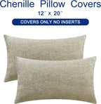 CaliTime Throw Pillow Covers Decorative 12 X 20 Inches Pack of 2 Cozy Chenille Cushion Case for Couch Sofa Bed Living Room Home Light Taupe
