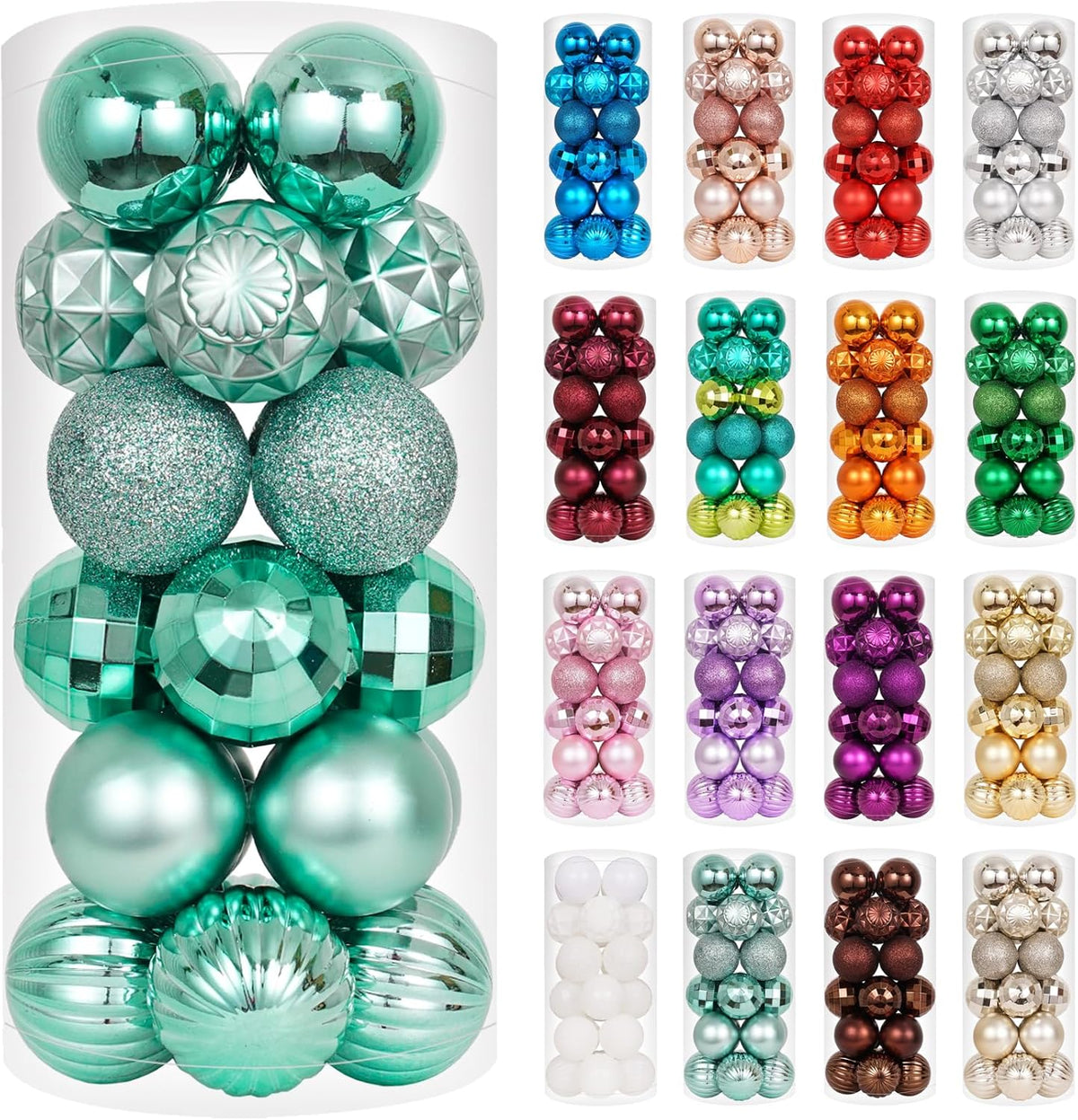XmasExp Christmas Ball Ornaments (1.57", Mint Green) 24ct Christmas Ball Ornaments Shatterproof Xmas Tree Hanging Balls Decorations Perfect for Holiday Wedding Christmas Decor