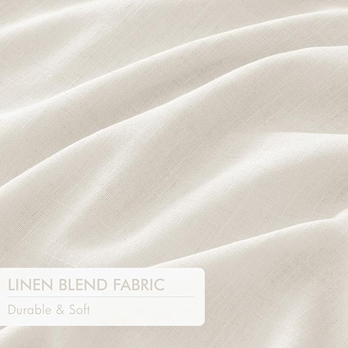 MIULEE Beige White Pinch Pleated 100% Blackout Linen Curtains 40x63 Inches | - Image 6