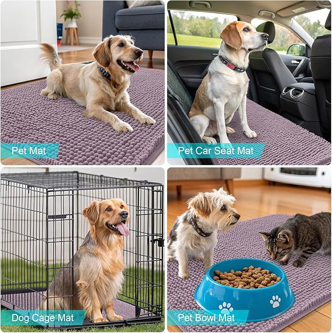 OLANLY Dog Door Mat for Muddy Paws 44x32, Super Absorbent Chenille Mud Mat | - Image 7