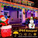 Color Changing Ice Lights, 164FT 1600 LED Outside with 320 Drops, 11 Modes Timer Waterproof Warm White to Multicolor String Lights for Christmas Eaves Party Decorations