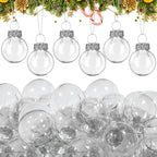 Tioncy 32 Pcs 1 Inch Mini Glass Christmas Ornaments Balls Shiny Christmas Balls Tiny Tree Hanging Decoration Small Colorful Ball Pendant for Xmas Party Supplies(Transparent)
