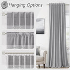 Grey 100% Blackout Curtains 96 Inch Length 2 Panels Set - Image 7