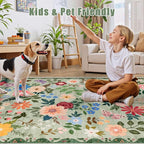 PLHXFR 2x5 Washable Runner Rug：Floral Indoor Kitchen Soft Carpet Green | - Image 6