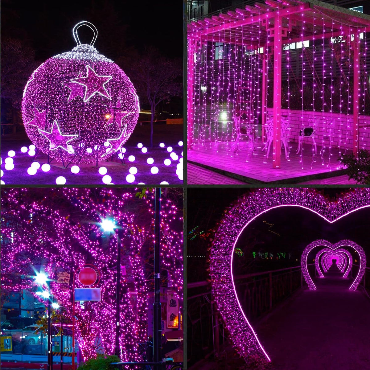 1200LED (24pk of 50L) String Lights, LED Christmas Lights, 6" SPACING,Green Wire, Pink