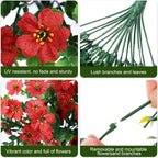 INSPRING Artificial Faux Outdoor Outside Flowers Plants, 2 PCS Fake Silk UV Resistant Look Real Red Daisy Trailing Vines for Front Door Porch Planter Urn Patio Balcony Decoration