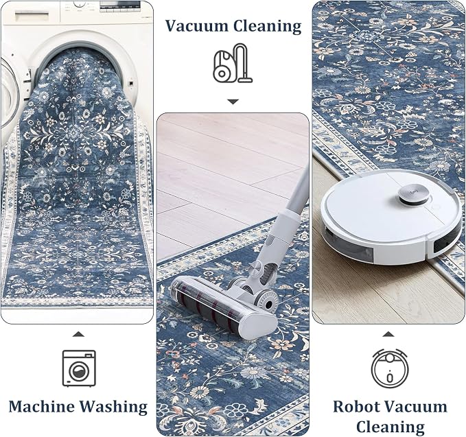 Yamaziot 2x6 Washable Hallway Runner Rug Non Slip Floral Carpet, Stain Resistant - Image 5