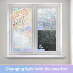 HIDBEA Window Privacy Film Non-Adhesive Static Cling Stained Glass Window Film Rainbow Glass Stickers Reusable Anti UV 3D Decorative Window Film for Home Door, 17.3 x 78.7 Inch