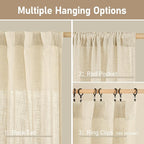 Semi Sheer Beige Linen Curtains 36 Inch Length - Image 2