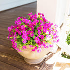 Artificial Flowers for Outdoors Fake Plants, 12 Bundles Faux Fuchsia Morning Glory UV Resistant Look Real Silk Flowers for Outside Planter Front Door Porch Patio Yard Fall Autumn Decoration