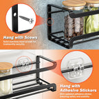 Spice Rack wall mounted 2 Pack, Space-Saving Spice Organizer for Spice Jars and Seasonings,Screw or Adhesive Hanging Spice Rack Organizer for Your Kitchen Cabinet,or Pantry Door