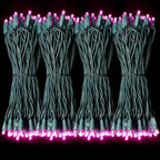 1200LED (24pk of 50L) String Lights, LED Christmas Lights, 6" SPACING,Green Wire, Pink
