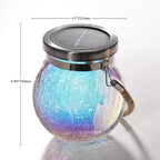 Cooo 6 Pack Solar Lantern Outdoor Waterproof Iridescent Crackle Glass with 215% Larger Solar Panel, Stainless Steel Lid – Rainbow Glass Hanging Light with Cool White LED for Garden Patio Table