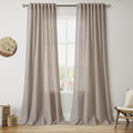 Ecru Curtains 90 Inches Long for Living Room Linen Blend Light Filtering Semi by Nanspring