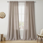 Ecru Linen Curtains for Living Room 126 Inches Long Light Filtering Semi Sheer by Nanspring