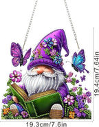 SENQAO Gnome Diamond Art Hanging Kit for Adult, Special Shaped Rhinestone, Double Sided DIY Acrylic Diamond Art Painting Window Pendants Home Garden Wall Hanging Kits Hanging Ornament(Butterfly Book)