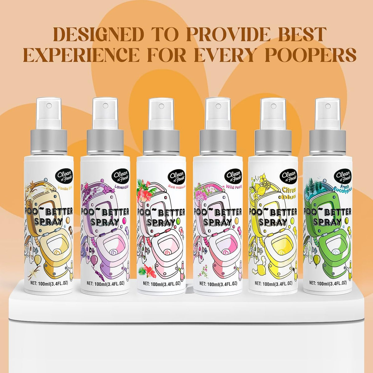 Clean-n-Fresh Toilet Spray 6.8 Fl.Oz, Vanilla Scent, Natural Plant Essential Oil Air Freshener & Odor Eliminator