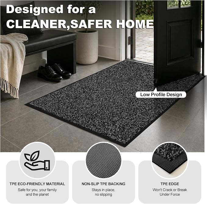 Super Absorbent Front Door Mat, Non-Slip Washable Indoor Doormats, Low Profile - Image 7