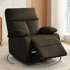 Swivel Rocker Recliner for Adults, Small Recliner Chair for Small Spaces, Rocking Recliner Chair for Nursery. Living Room, RV, Bedroom, Dark Brown